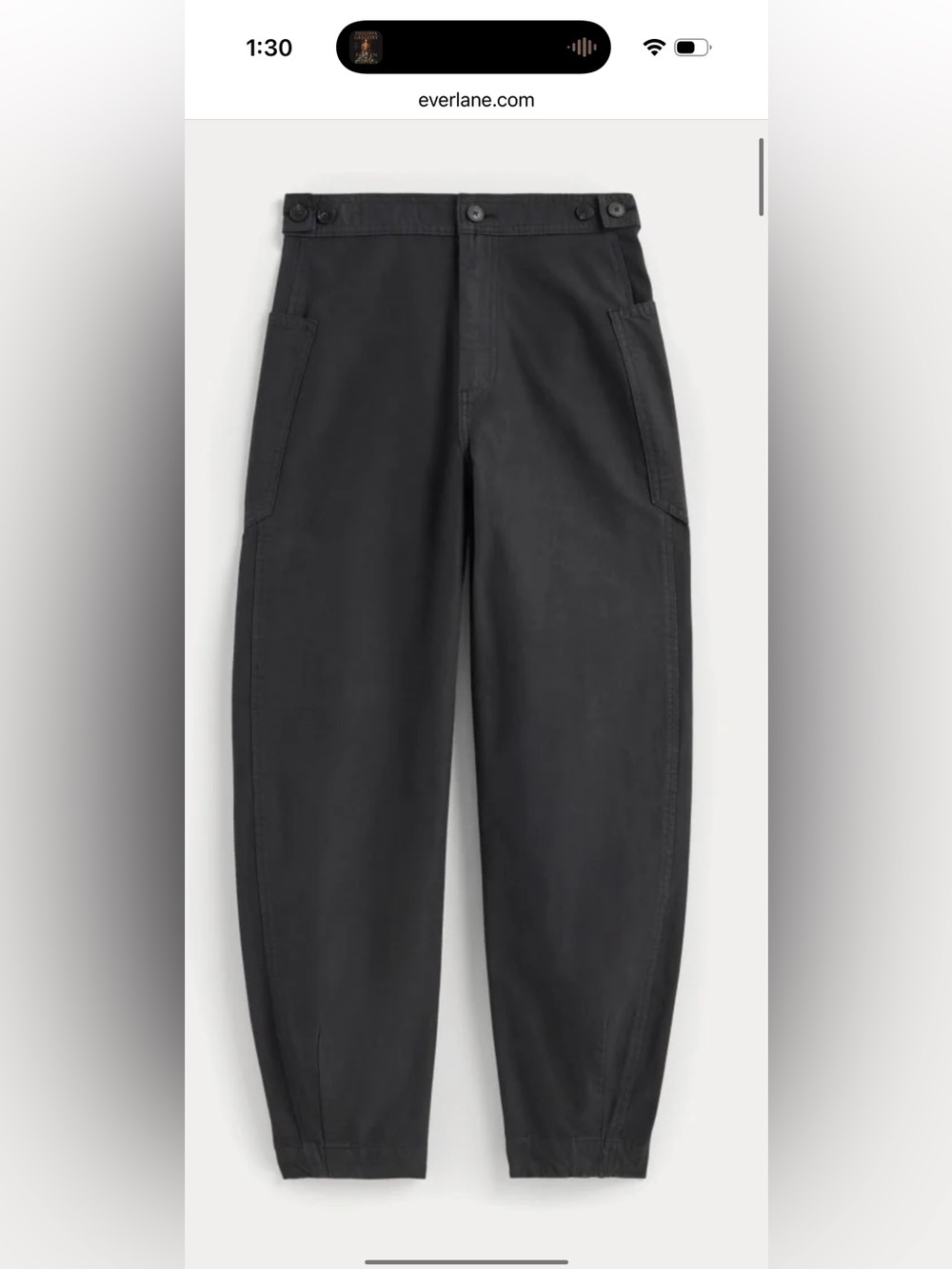 Everlane fatigue barrel pants in black, size 00